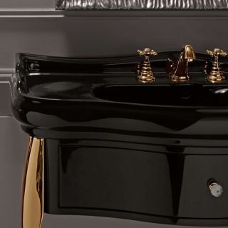 Тумба под раковину Kerasan Retro 7363K4 напольная черная золото